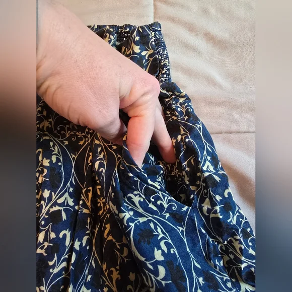 Floral Blue and Gray Skirt - Picture 2 of 4